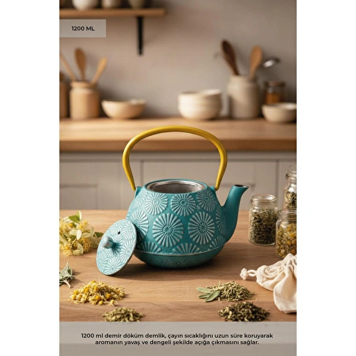 Bambum Armanno - Sümbül Döküm Demlik 1200 Ml Yeşil