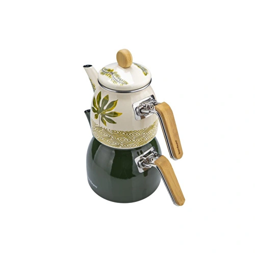 Bambum Unique Bambu Kulplu Emaye Çaydanlık Takımı Herb