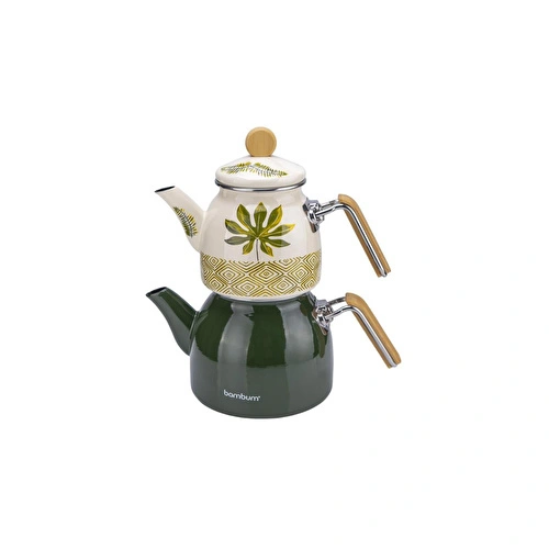 Bambum Unique Bambu Kulplu Emaye Çaydanlık Takımı Herb