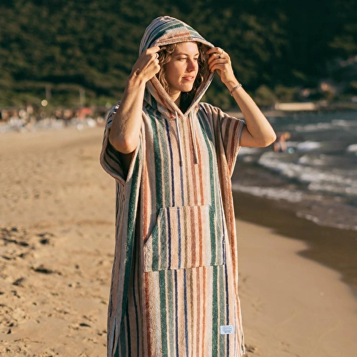 Green Black Stripe Earth Sörfçü Pançosu %100 Pamuk Renkli Standart