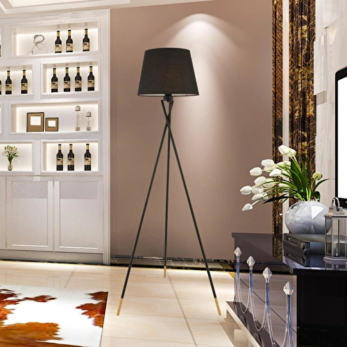 Apliqa Papel Siyah Tripot Ayaklı Dekoratif Salon Lambader