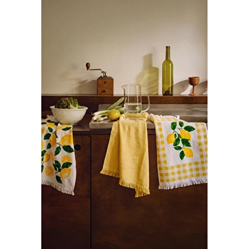 Green Black Limonara 3'lü Mutfak Havlu Seti Baskılı 40x60