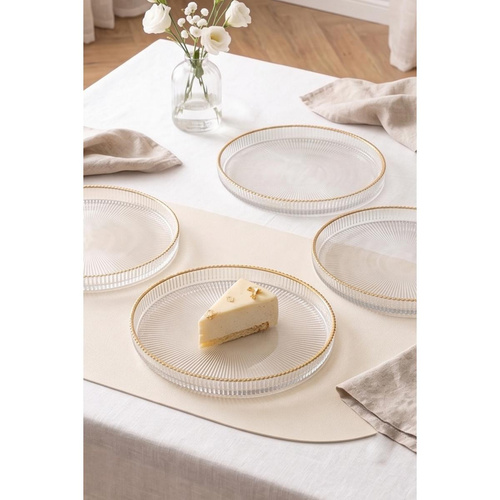 Rakle Splendid Gold Cam 4'lü Pasta Tabağı Seti 21 Cm