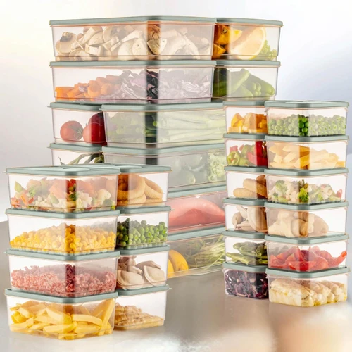 Vienev 30'lu Buzdolabı Düzenleyici Organizer Mikrodalgaya Uygun Difriz Saklama Kabı Mint