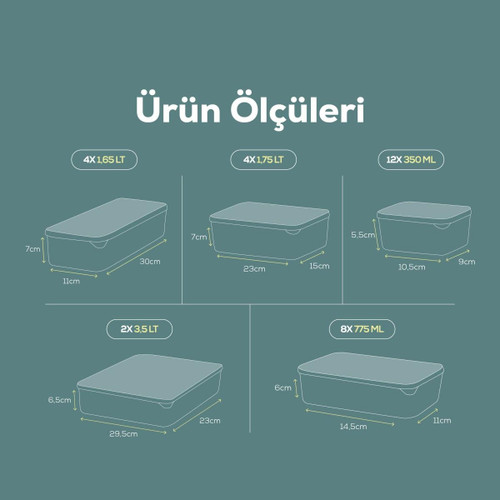 Vienev 30'lu Buzdolabı Düzenleyici Organizer Mikrodalgaya Uygun Difriz Saklama Kabı Mint
