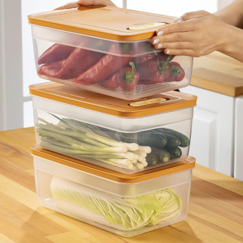 Vienev 3'lü Ayarlı Sebze Ve Meyve Saklama Kabı Turuncu 5 Litre