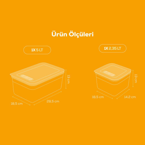 Vienev 4'lü Hava Kanallı Ayarlanabilir Sebze Ve Meyve Saklama Kabı 2x(2,35-5 lt) turuncu
