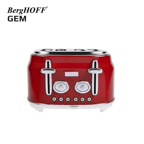 Berghoff Gem Retro Kırmızı Dört Dilim Ekmek Kızartma Makinesi