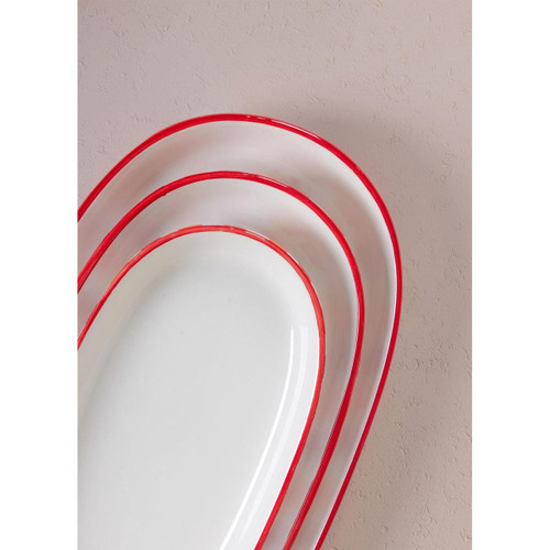 The Mia Joy Oval Servis 2li Set Kırmızı 11x21x3 Cm