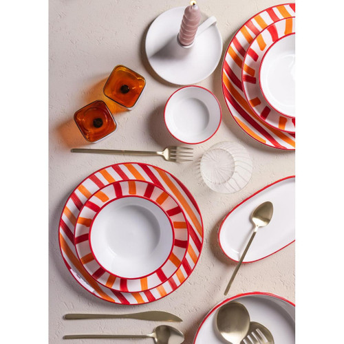 The Mia Joy Oval Servis 2li Set Kırmızı 11x21x3 Cm