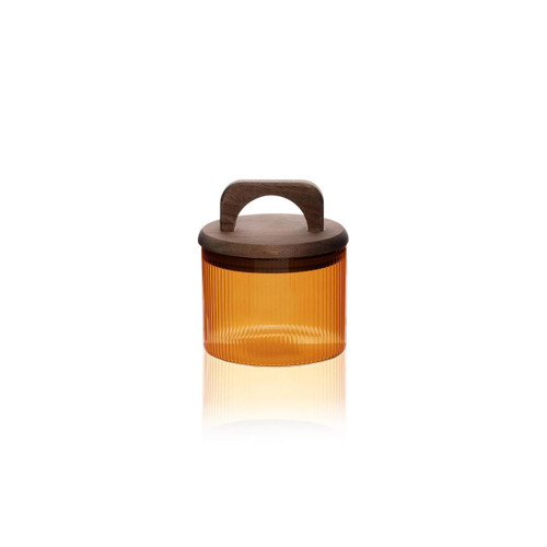 The Mia Akasya Kulplu Cam Kavanoz Amber 350 Ml