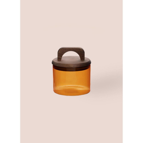 The Mia Akasya Kulplu Cam Kavanoz Amber 350 Ml