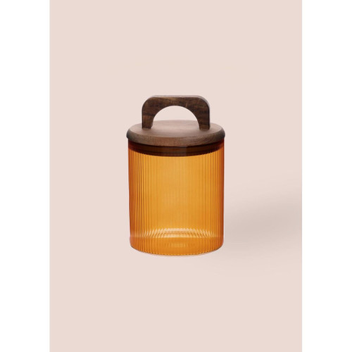 The Mia Akasya Kulplu Cam Kavanoz Amber 700 Ml