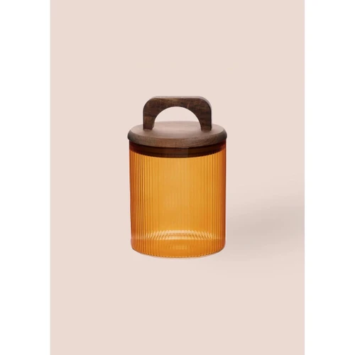 The Mia Akasya Kulplu Cam Kavanoz Amber 700 Ml