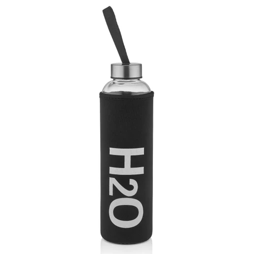The Mia H2o Pastel Kılıflı Cam Matara Siyah 600 Ml 87611