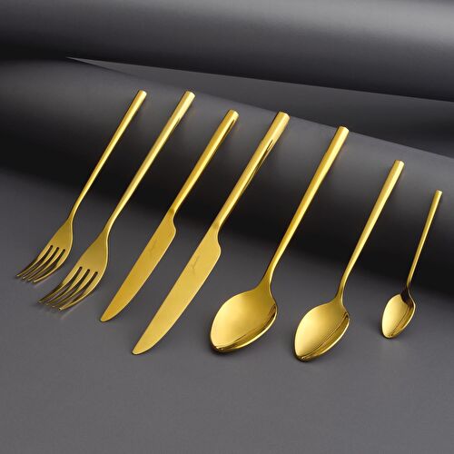 Jumbo 1001 Titanyum Gold 12 Kişilik 84 Parça Çatal Kaşık Bıçak Takımı