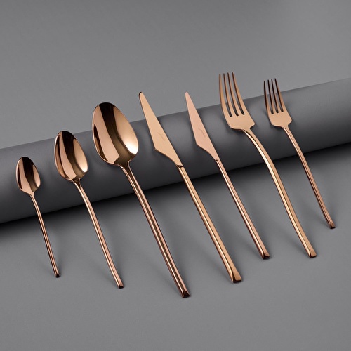 Jumbo 5500 Titanyum Bronz 12 Kişilik 84 Parça Çatal Kaşık Bıçak Seti