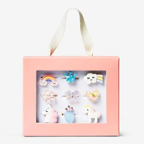 Flying Tiger Copenhagen Çocuklar İçin Unicorn Temalı 9'lu Yüzük ve Yüzük Kutusu Seti