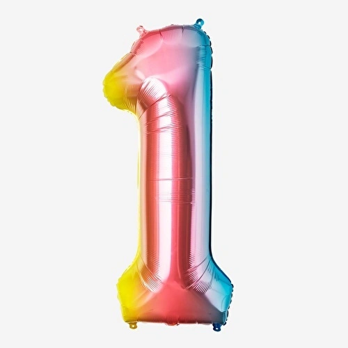 Flying Tiger Copenhagen 1 Rakamı Renkli Folyo Balon