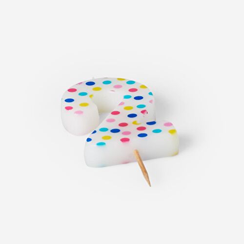 Flying Tiger Copenhagen 2 Numaralı Renkli Puantiyeli Pasta Mumu