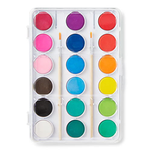 Flying Tiger Copenhagen 2 Fırçalı ve 18 Renkli Sulu Boya Paleti Seti