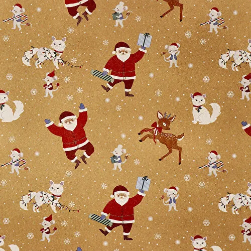 Flying Tiger Copenhagen Hediye Dağıtan Noel Baba Desenli Hediye Paketi Kağıdı
