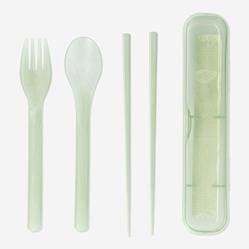 Flying Tiger Copenhagen Şeffaf Yeşil Çatal Kaşık Chopstick Seti