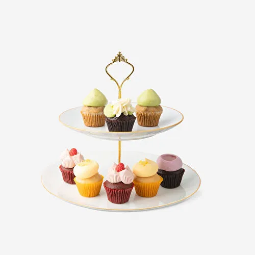 Flying Tiger Copenhagen Gold Detaylı 2 Katlı Servislik