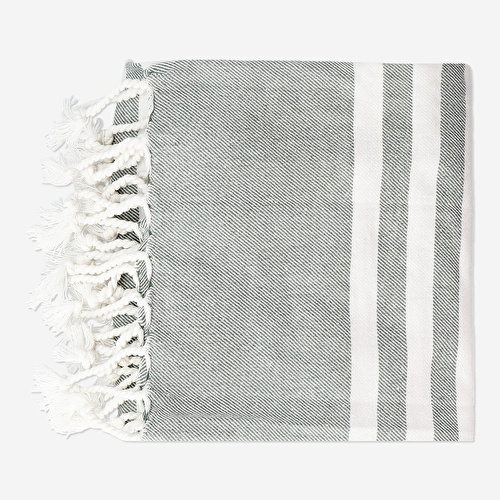 Flying Tiger Copenhagen Açık Yeşil Çizgili Pamuklu Peştemal 70 cm x 150 cm