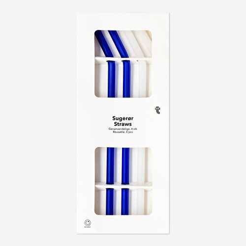 Flying Tiger Copenhagen 4'lü Mavi Beyaz Cam Pipet Seti