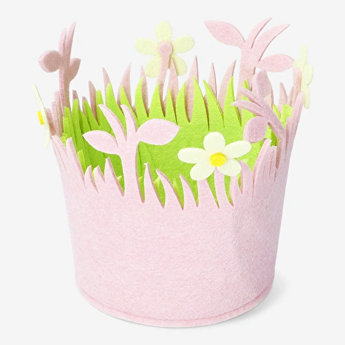 Flying Tiger Copenhagen Beyaz Çiçekli Pembe Orta Keçe Sepet