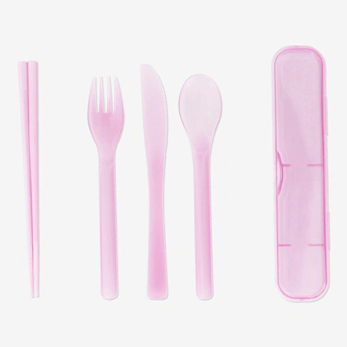 Flying Tiger Copenhagen Pembe Taşınabilir Çatal Kaşık Bıçak Seti