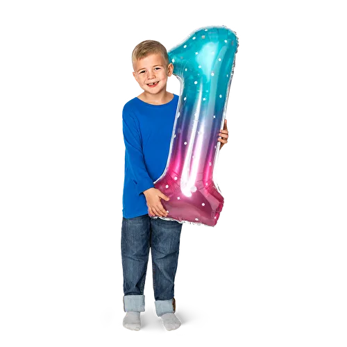 Flying Tiger Copenhagen Pembe Mavi Parlak 1 Numaralı Folyo Balon