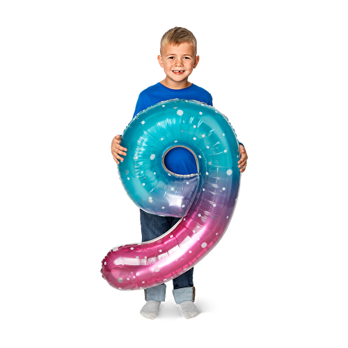 Flying Tiger Copenhagen Pembe Mavi Parlak 9 Numaralı Folyo Balon