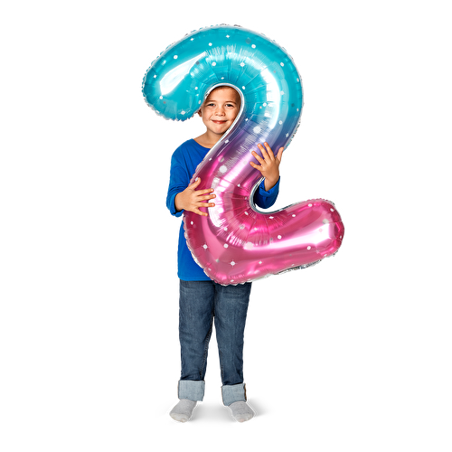 Flying Tiger Copenhagen Pembe Mavi Parlak 2 Numaralı Folyo Balon