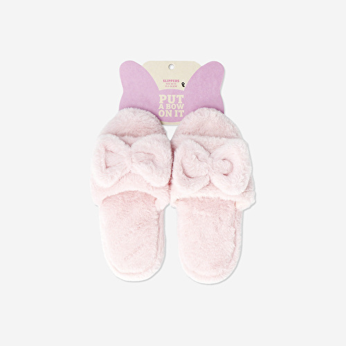 Flying Tiger Copenhagen Pembe Fiyonk Detaylı Peluş Terlik 40/41