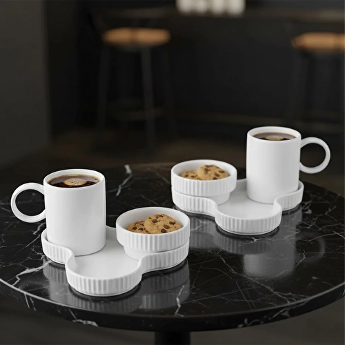 Jumbo Trigon Beyaz 2 Kişilik Kahve Fincan Takımı