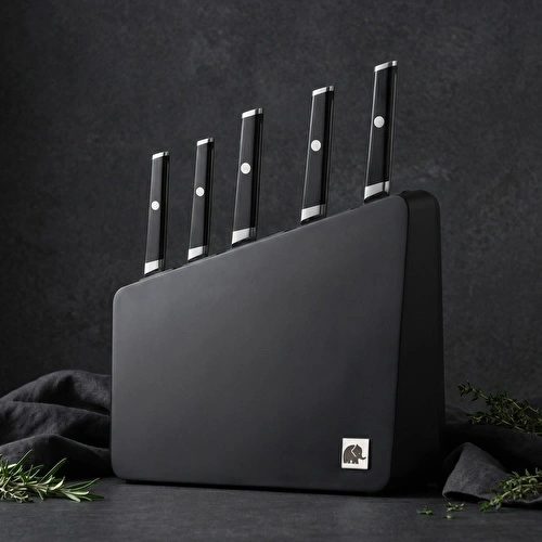 Jumbo Katana Standlı 6 Parça Siyah Bıçak Seti