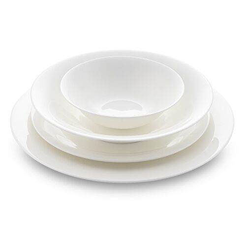 Jumbo Merlem 55 Parça 12 Kişilik Yemek Takımı Beyaz