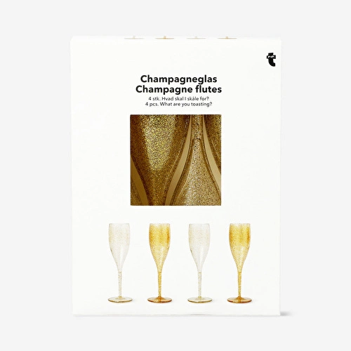 Flying Tiger Copenhagen Altın 4'lü Plastik Şampanya Kadehleri