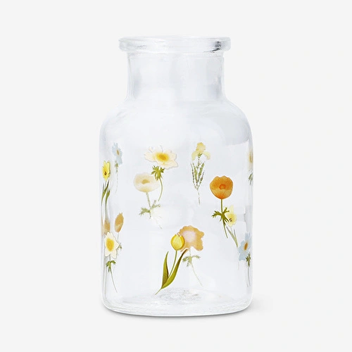 Flying Tiger Copenhagen Çiçek Desenli Cam Vazo 10 cm