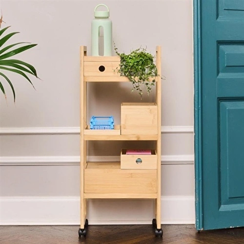 Flying Tiger Copenhagen Tekerlekli Bambu Açık Dolap