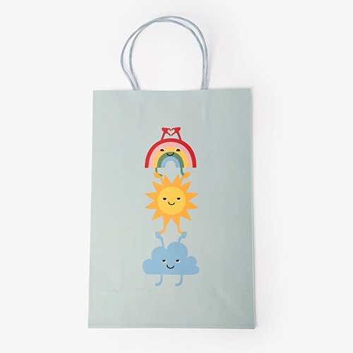 Flying Tiger Copenhagen Gökkuşağı Desenli Hediye Çantası Mavi 25 cm x 33 cm