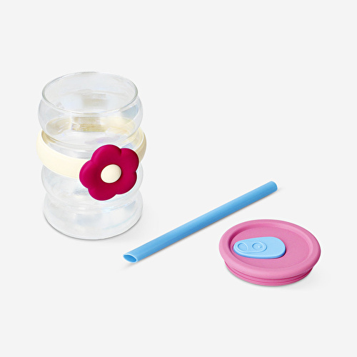 Flying Tiger Copenhagen Çiçek Detaylı Pipetli Kavanoz Bardak Flying Tiger Copenhagen Çiçek Detaylı Pipetli Kavanoz Bardak