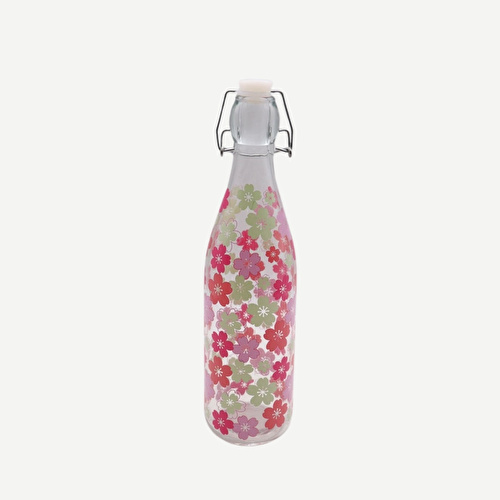 Flying Tiger Copenhagen Pembe Çiçekli Cam Şişe 500 ml
