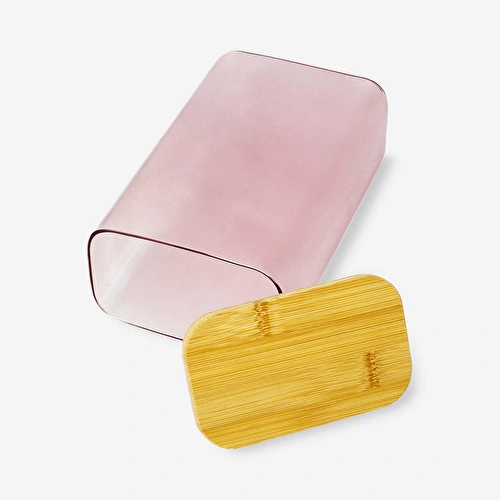 Flying Tiger Copenhagen Bambu Kapaklı Pembe Cam Saklama Kabı 1,7 L Flying Tiger Copenhagen Bambu Kapaklı Pembe Cam Saklama Kabı 1,7 L