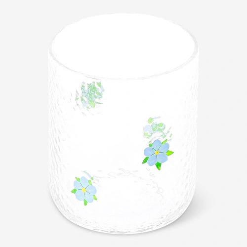 Flying Tiger Copenhagen Mavi Çiçek Detaylı Cam Bardak