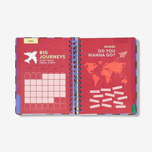 Flying Tiger Copenhagen Bordo Kareli Çalışma Planlayıcı Defter