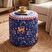 Baci Milano Dolce Far Niente Desenli Mavi Kadife Dokulu Puf Ø 45 cm; H 45 cm