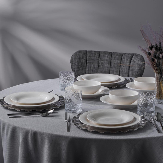 Jumbo Lily 24 Parça 6 Kişilik Bone Yemek Takımı